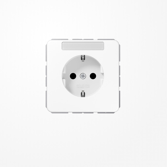 Jung CD1520BFKINAWW SCHUKO-Steckdose, 16 A 250 V ~, mit Schriftfeld, SAFETY+, Thermoplast, Serie CD, alpinweiß