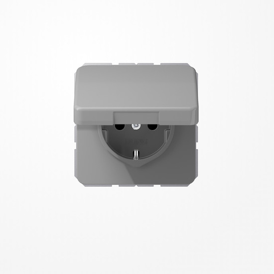 Jung CD1520BFKLGR SCHUKO-Steckdose, 16 A 250 V ~, Klappdeckel, Thermoplast, Serie CD, grau