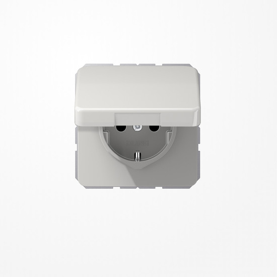 Jung CD1520BFKLLG SCHUKO-Steckdose, 16 A 250 V ~, Klappdeckel, Thermoplast, Serie CD, lichtgrau