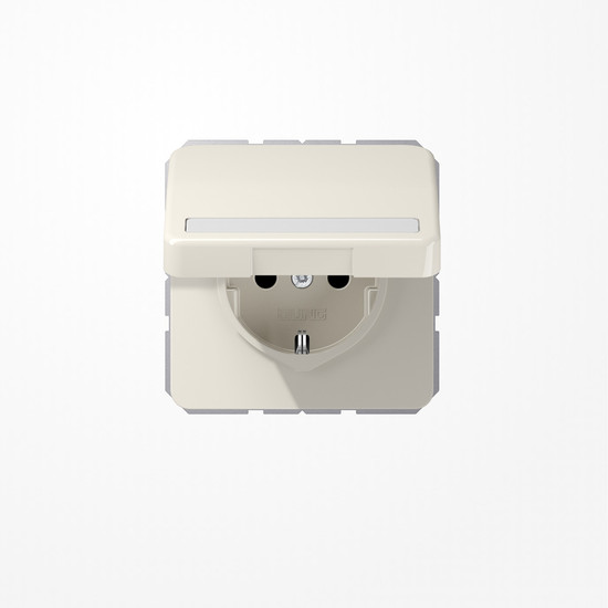 Jung CD1520BFNAKL SCHUKO-Steckdose, 16 A 250 V ~, mit Schriftfeld, SAFETY+, Klappdeckel, Thermoplast, Serie CD, weiß