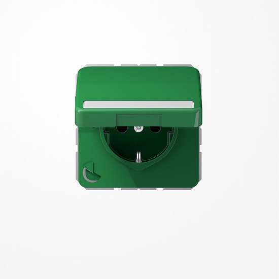 Jung CD1520BFNAKLGN SCHUKO-Steckdose, 16 A 250 V ~, mit Schriftfeld, SAFETY+, Klappdeckel, Thermoplast, Serie CD, grün (für SV)