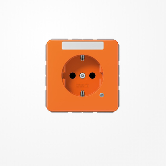 Jung CD1520BFNAKOO SCHUKO-Steckdose, 16 A 250 V ~, mit Funktionsanzeige, mit Schriftfeld, SAFETY+, Thermoplast, Serie CD, orange (für ZSV)
