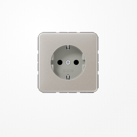 Jung CD1520KIPT SCHUKO-Steckdose, 16 A 250 V ~, SAFETY+, Aluminium eloxiert, Serie CD, platin