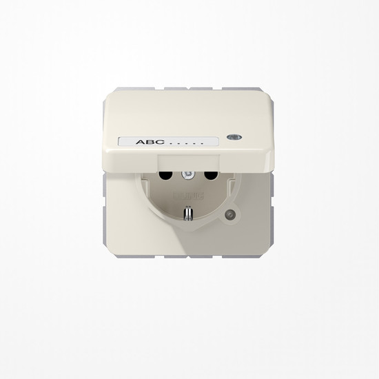 Jung CD1520NAKLKO SCHUKO-Steckdose, 16 A 250 V ~, mit Funktionsanzeige, mit Schriftfeld, SAFETY+, Klappdeckel, Thermoplast, Serie CD, weiß