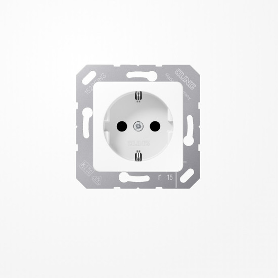 Jung CD5120BFKIWW SCHUKO-Steckdose, 16 A 250 V ~, SAFETY+, Thermoplast, 50x50 mm, alpinweiß