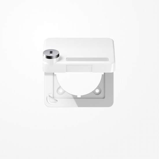 Jung CD590BFKLSLWW Klappdeckel mit Rückstellfeder, mit Schriftfeld, Klappdeckel, mit Sicherheitsschloss, Thermoplast, Serie CD, alpinweiß