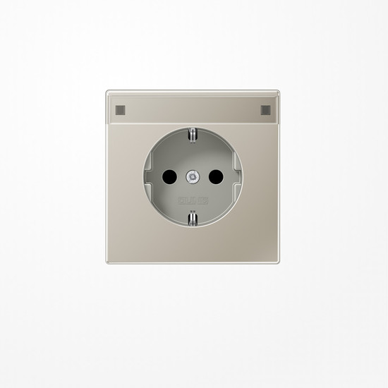 Jung ES1520KINA SCHUKO-Steckdose, 16 A 250 V ~, mit Schriftfeld, SAFETY+, Serie LS, Edelstahl