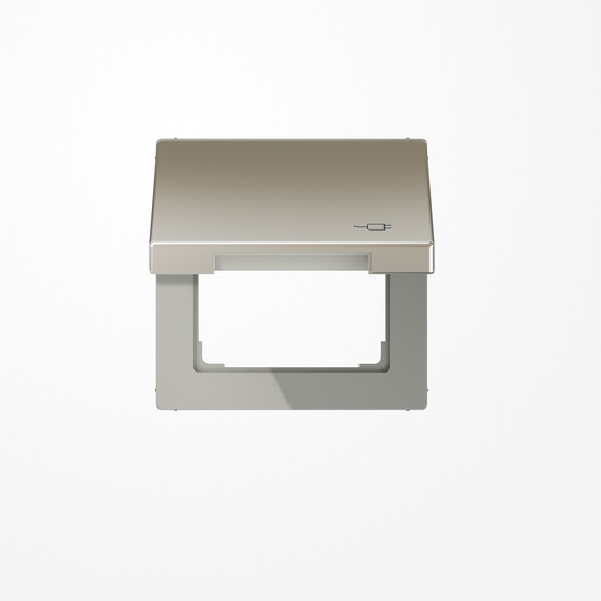 Jung ES2990KLSOC Klappdeckel mit Rückstellfeder, mit Symbol Stecker, Serie LS, Edelstahl