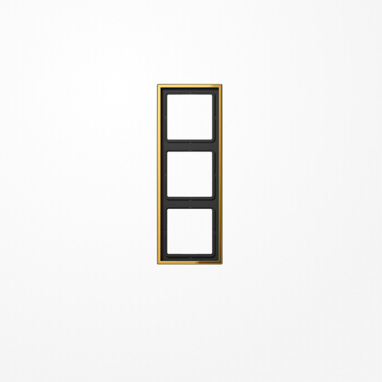 Jung GO2983 Rahmen 3fach, senkrechte und waagerechte Montage, Metall goldfarben PVD-beschichtet, LS 990, goldfarben