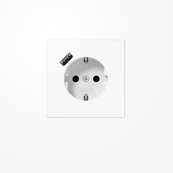 Jung LS1520-18AWW SCHUKO-Steckdose 16 A, mit USB-Ladegerät 1xTyp A, SAFETY+, Serie LS, alpinweiß