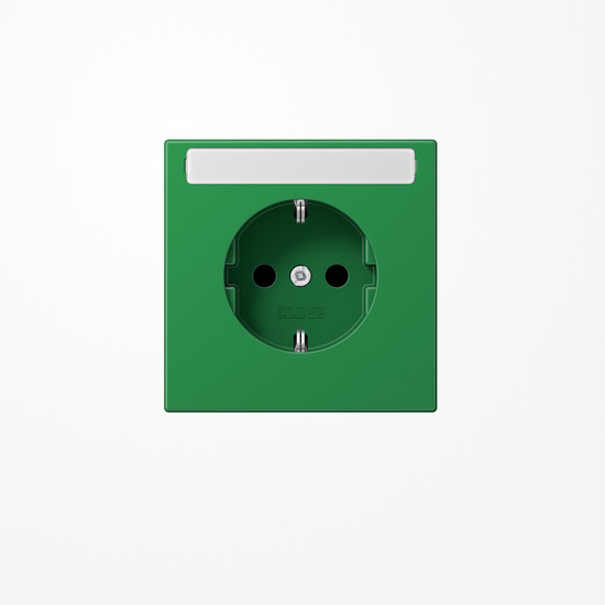 Jung LS1520BFKINAGN SCHUKO-Steckdose, 16 A 250 V ~, mit Schriftfeld, SAFETY+, Thermoplast, Serie LS, grün (für SV)