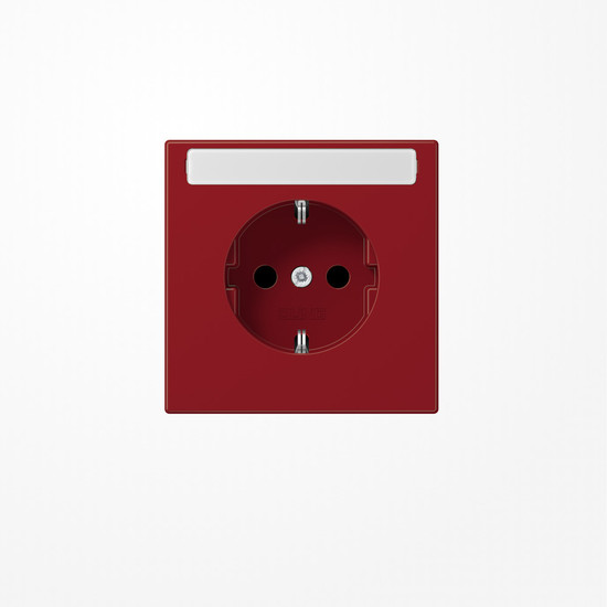 Jung LS1520BFNART SCHUKO-Steckdose, 16 A 250 V ~, mit Schriftfeld, Thermoplast, Serie LS, rot