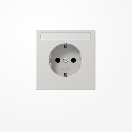 Jung LS1520KINALG SCHUKO-Steckdose, 16 A 250 V ~, mit Schriftfeld, SAFETY+, Duroplast, Serie LS, lichtgrau