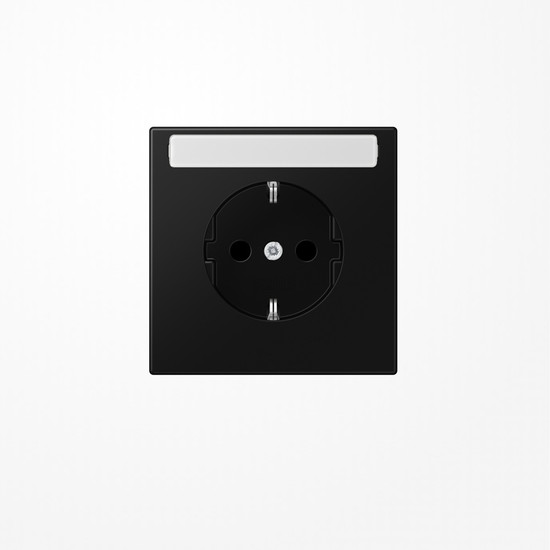 Jung LS1520NASWM SCHUKO-Steckdose, 16 A 250 V ~, mit Schriftfeld, Duroplast lackiert, Serie LS, graphitschwarz matt