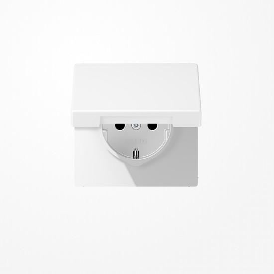 Jung LS1521KLWWM SCHUKO-Steckdose, 16 A 250 V ~, Schraubklemmen, Klappdeckel, Duroplast lackiert, Serie LS, schneeweiß matt