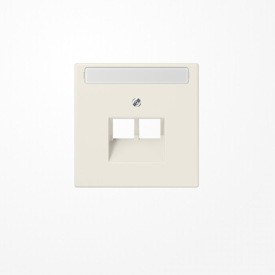 Jung LS969-2NAUA Abdeckung für IAE/UAE-Anschlussdosen, 2x8-polig, mit Schriftfeld, Serie LS, weiß