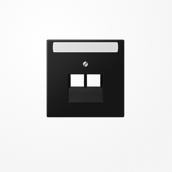 Jung LS969-2NAUASWM Abdeckung für IAE/UAE-Anschlussdosen, 2x8-polig, mit Schriftfeld, Serie LS, graphitschwarz matt