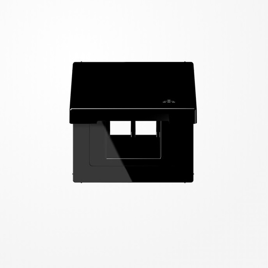 Jung LS990BFKLLANSW Klappdeckel (mit Rückstellfeder), mit Symbol LAN, senkrechte und waagerechte Montage, Serie LS, schwarz