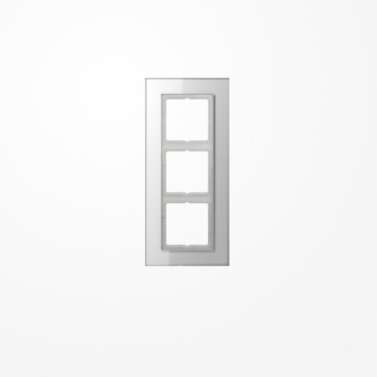 Jung LSP983GLWW Glasrahmen 3fach, senkrechte und waagerechte Montage, Glas, LS PLUS, alpinweiß (Glas)