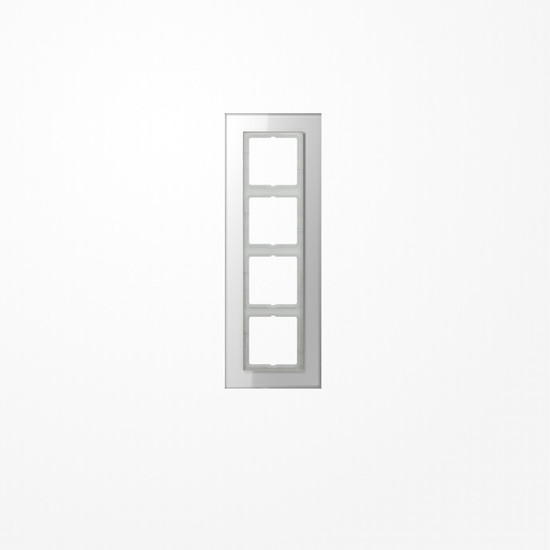 Jung LSP984GLWW Glasrahmen 4fach, senkrechte und waagerechte Montage, Glas, LS PLUS, alpinweiß (Glas)