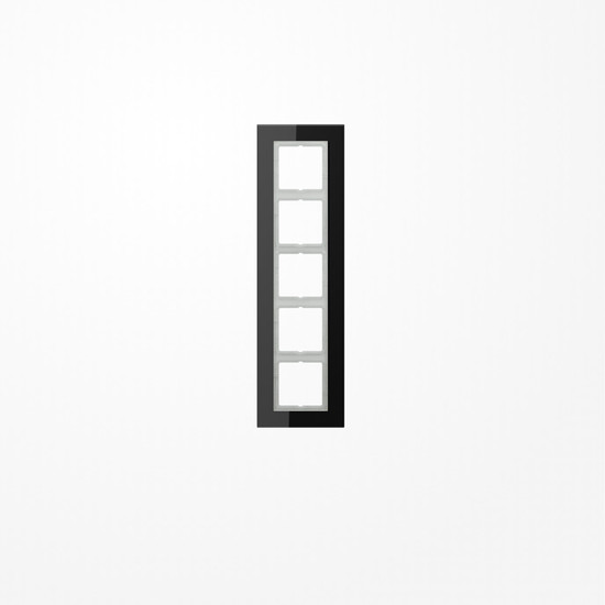 Jung LSP985GLSW Glasrahmen 5fach, senkrechte und waagerechte Montage, Glas, LS PLUS, schwarz (Glas)