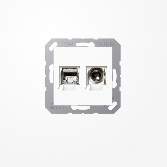 Jung MMDA4521WW Smart-TV-Anschlussdose 2fach, Thermoplast, Serie AS/A, alpinweiß