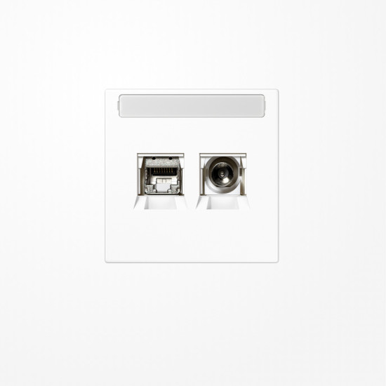 Jung MMDLS4521WW Smart-TV-Anschlussdose 2fach, mit Schriftfeld, Thermoplast, Serie LS, alpinweiß