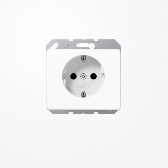 Jung SL520KIWW SCHUKO-Steckdose, 16 A 250 V ~, SAFETY+, mit nicht geerdetem Tragring, Aluminium lackiert, Serie SL, alpinweiß