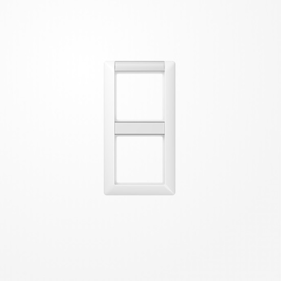 Jung SPAS582NAWW Rahmen 2fach, mit Schriftfeld, senkrechte Montage, Duroplast antimikrobiell, AS 500 antimikrobiell, alpinweiß