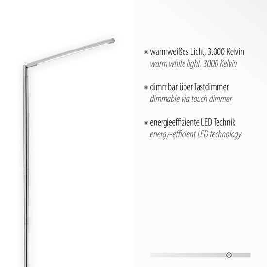 JUST LIGHT DAWDA LED Stehleuchte Warmweiss Dimmbar 4,8W stahl 11012-55