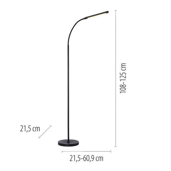 JUST LIGHT ELLY LED Stehleuchte CCT Dimmbar 6W schwarz 11031-18
