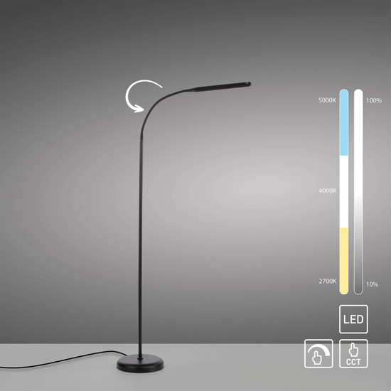 JUST LIGHT ELLY LED Stehleuchte CCT Dimmbar 6W schwarz 11031-18