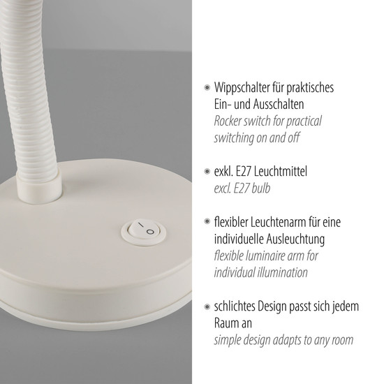 JUST LIGHT FLEXI Tischleuchte E27 max.25W weiss 11080-16