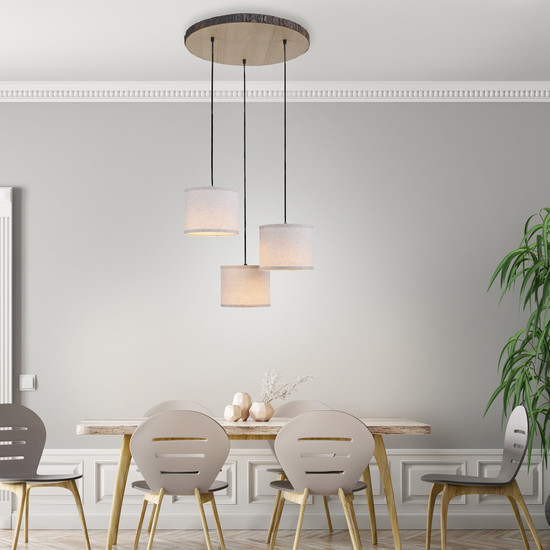 JUST LIGHT BARK Deckenleuchte E27 max. 40W 3-fach Holzdekor 11236-79