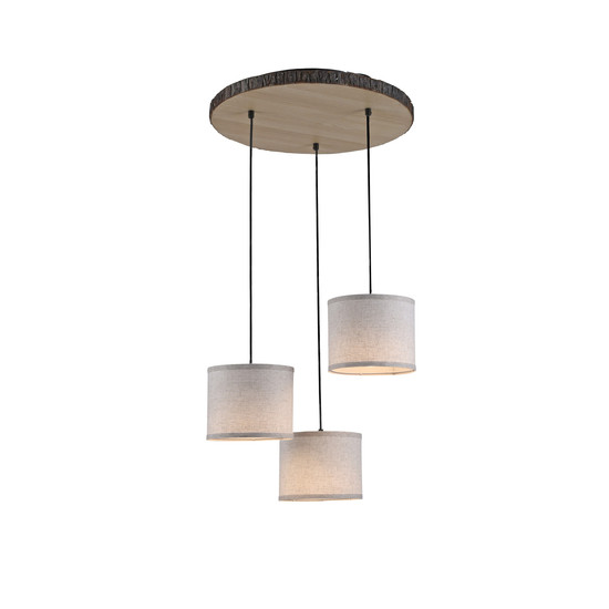 JUST LIGHT BARK Deckenleuchte E27 max. 40W 3-fach Holzdekor 11236-79