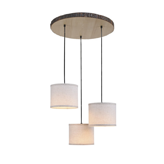 JUST LIGHT BARK Deckenleuchte E27 max. 40W 3-fach Holzdekor 11236-79
