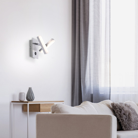 JUST LIGHT RICO LED Wandleuchte Warmweiss 4W 2-fach stahl 11276-55