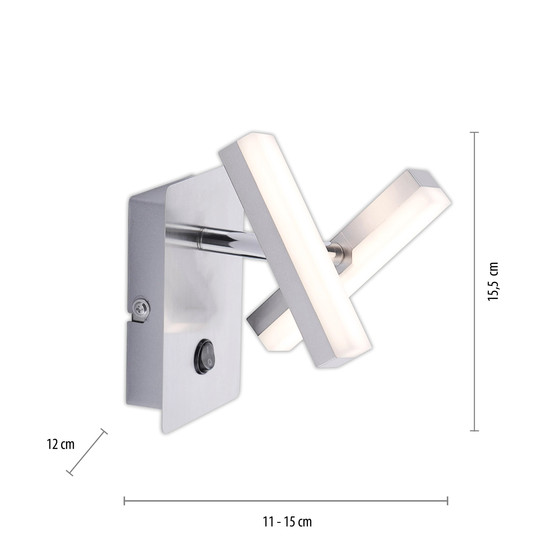 JUST LIGHT RICO LED Wandleuchte Warmweiss 4W 2-fach stahl 11276-55