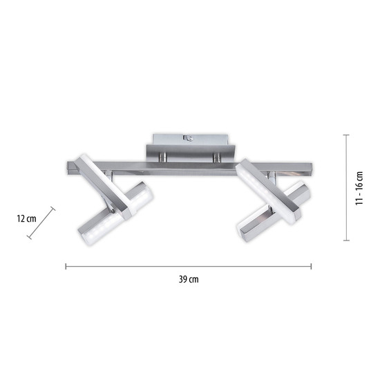 JUST LIGHT RICO LED Deckenleuchte Warmweiss 8W 4-fach stahl 11277-55