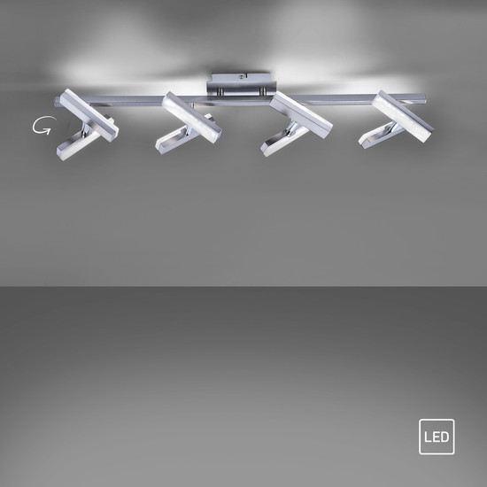 JUST LIGHT RICO LED Deckenleuchte Warmweiss 16W 8-fach stahl 11278-55