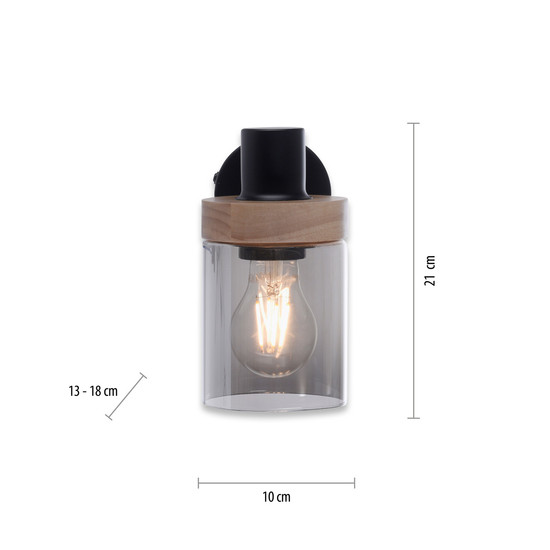 JUST LIGHT PASQUAL Wand- und Deckenleuchte E27 max.40W schwarz 11311-18
