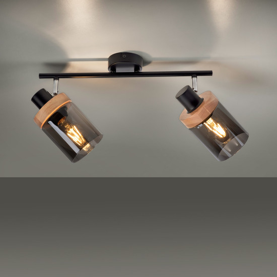 JUST LIGHT PASQUAL Wand- und Deckenleuchte E27 max.80W 2-fach schwarz 11312-18