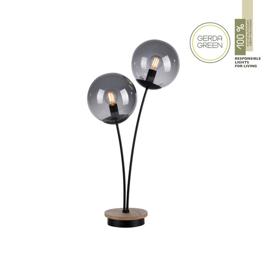 JUST LIGHT GERDA WIDOW Tischleuchte E14 max.50W 2-fach Holz-natur 11390-79