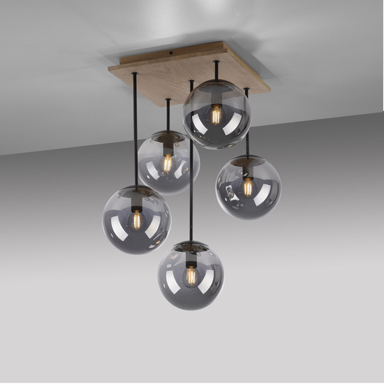 JUST LIGHT GERDA WIDOW Deckenleuchte E14 max.125W 5-fach Holz-natur 11395-79