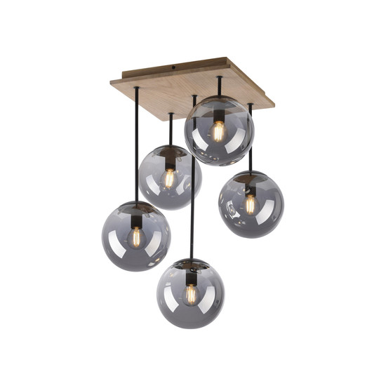 JUST LIGHT GERDA WIDOW Deckenleuchte E14 max.125W 5-fach Holz-natur 11395-79