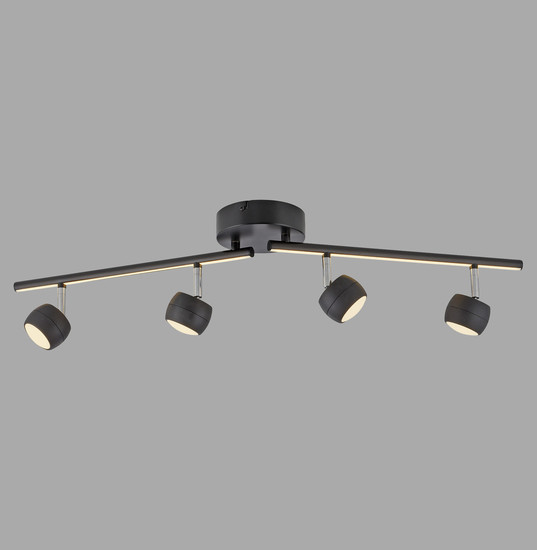 JUST LIGHT JARIK LED Deckenleuchte Warmweiss 10,8W 5-fach schwarz 11402-18