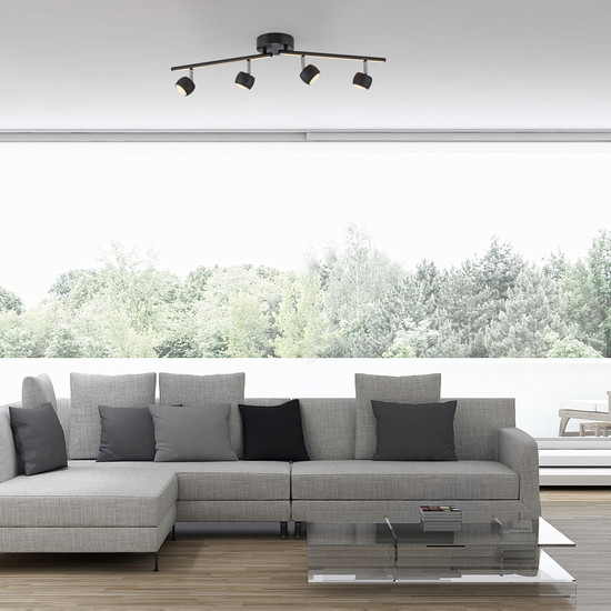 JUST LIGHT JARIK LED Deckenleuchte Warmweiss 10,8W 5-fach schwarz 11402-18