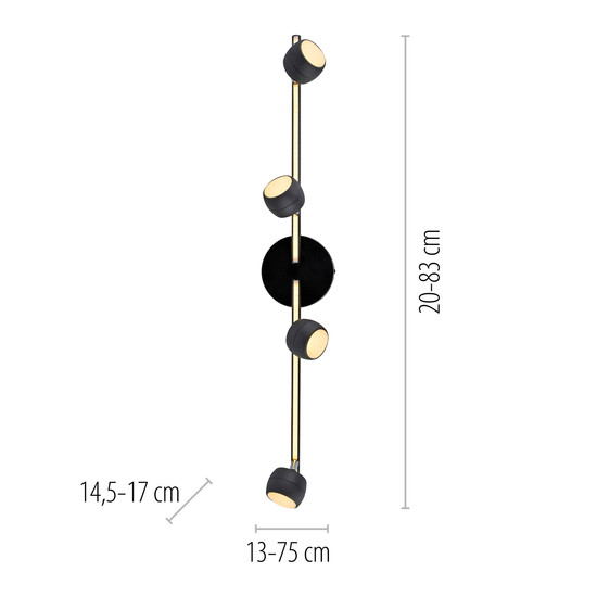 JUST LIGHT JARIK LED Deckenleuchte Warmweiss 10,8W 5-fach schwarz 11402-18