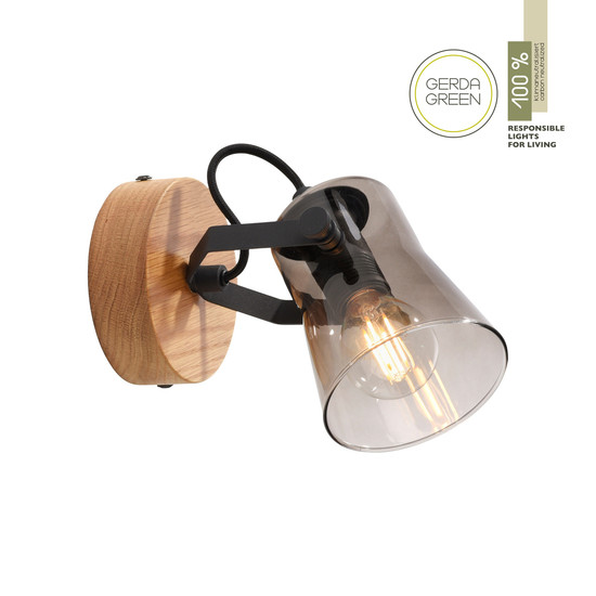 JUST LIGHT GERDA LANGSTRÖM Wand- und Deckenleuchte E14 max. 10W Holz-natur 11447-79