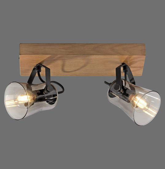 JUST LIGHT GERDA LANGSTRÖM Deckenleuchte E14 max. 20W 2-fach Holz-natur 11448-79